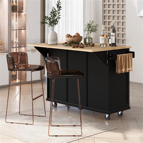 Transform Your Kitchen with the Versatile Kitchen Cart With Rubber Wood Flip Top