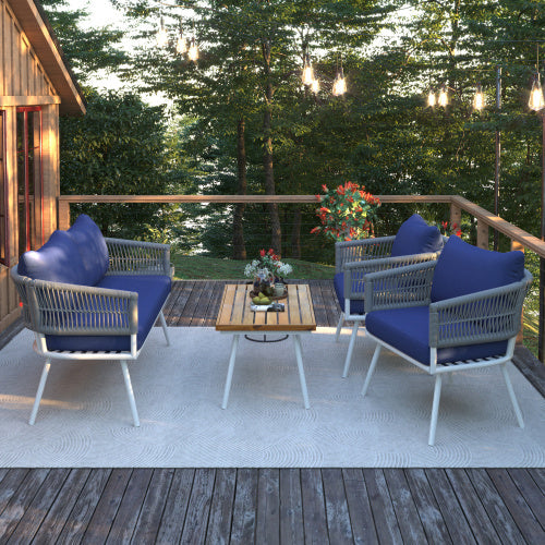 Transform Your Outdoor Space with the 4-Piece Bohemian Rope Terrace Furniture Set