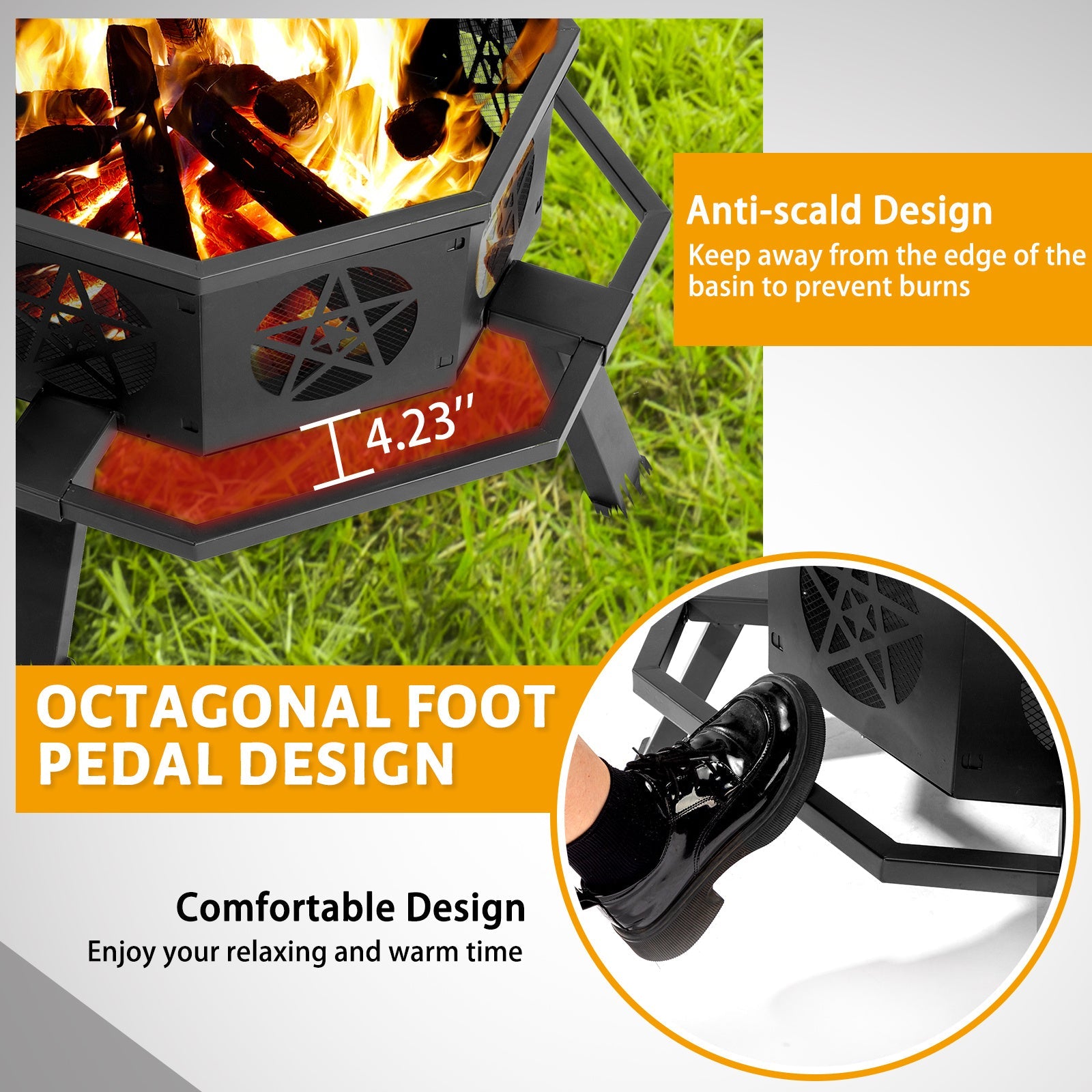 Ignite Your Outdoor Gatherings with the 35in Octagonal Wood Brazier