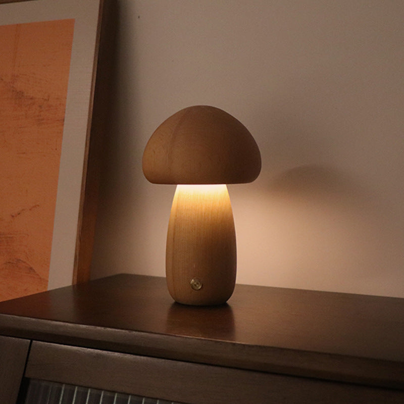 Illuminate Your Space with the INS Wooden Cute Mushroom LED Night Light