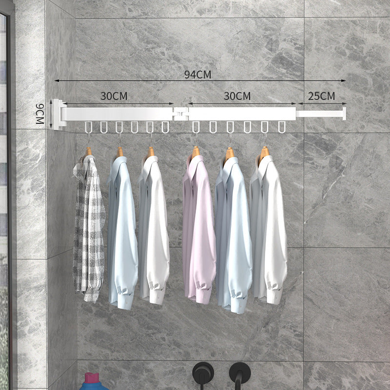 Folding Clothes Hanger Wall Mount Retractable Cloth Drying Rack Indoor & Outdoor Space Saving Aluminum Home Laundry Clothesline