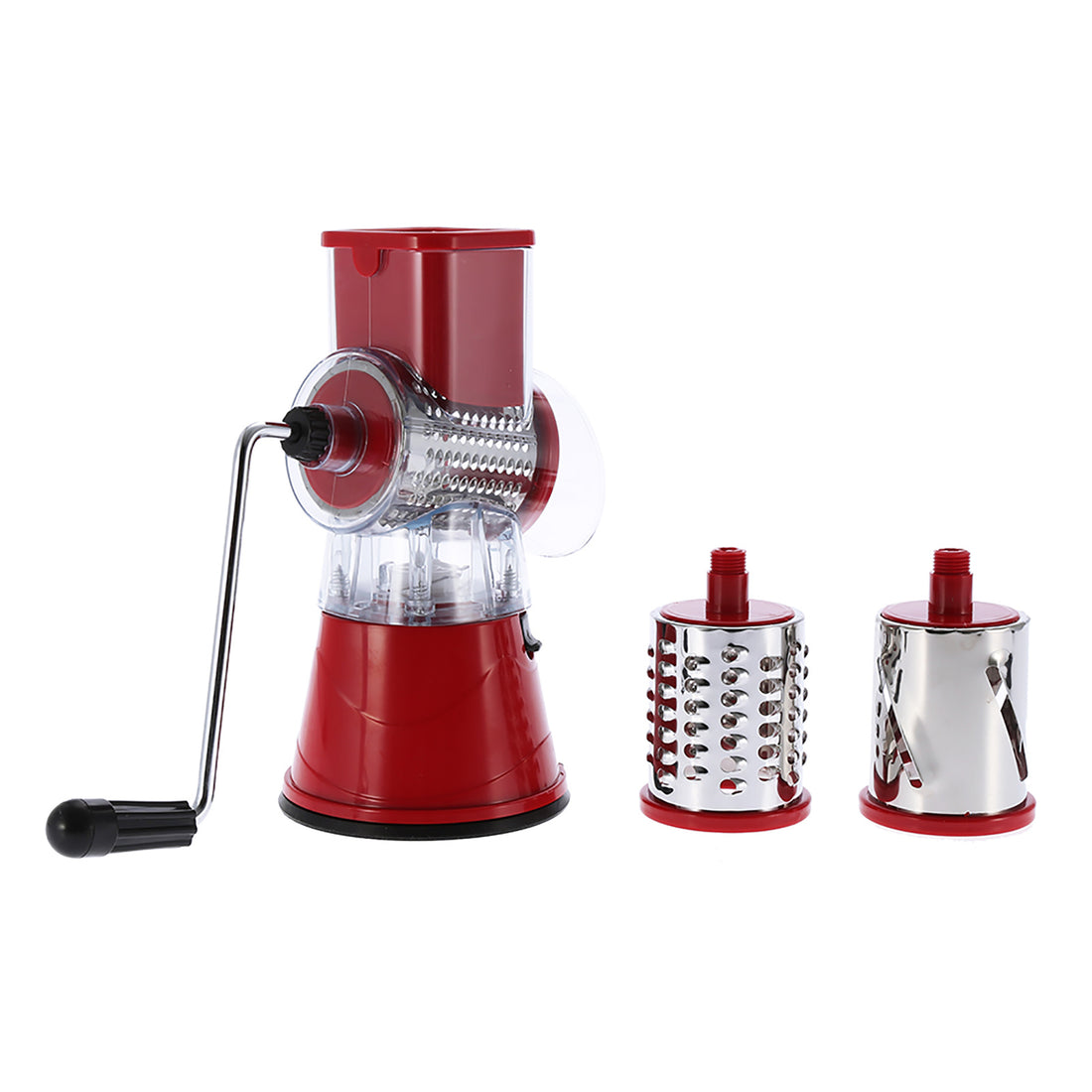 Manual Rotary Drum Grater Stainless Steel Cheese Grater Vegetables Cutter Slicing Tool Shredder Red
