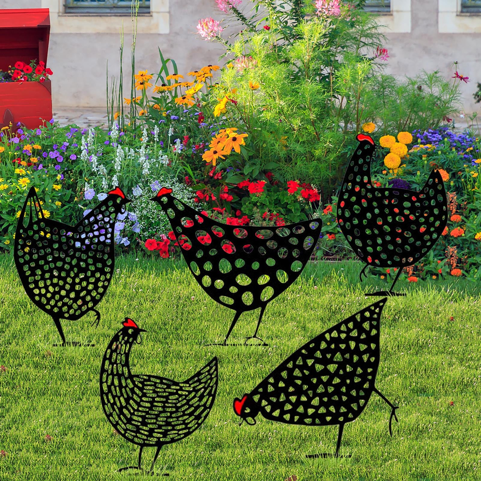 Chicken Yard Art Outdoor Garden Back Yard
