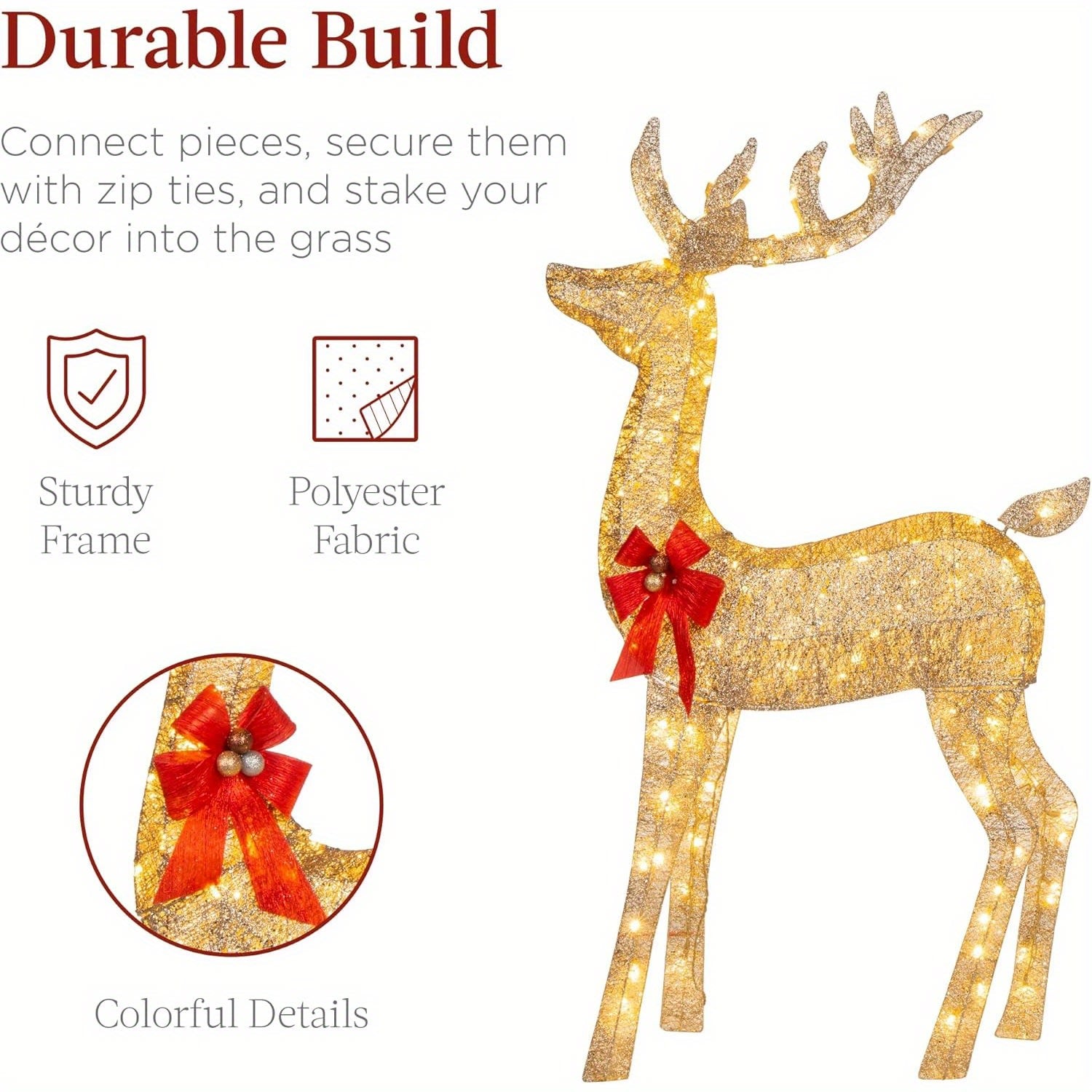 Golden Christmas Reindeer Set - 3-Piece Holiday Decoration