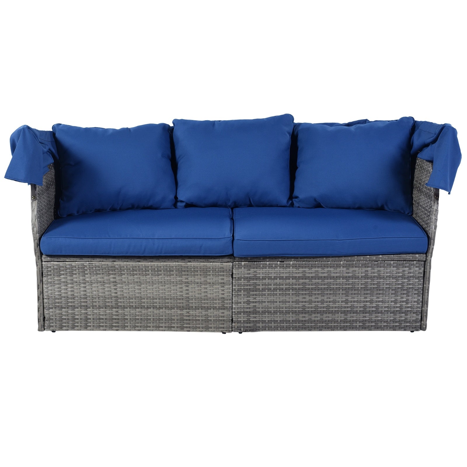 U STYLE Patio Furniture Set Daybed W Retractable Canopy Wicker