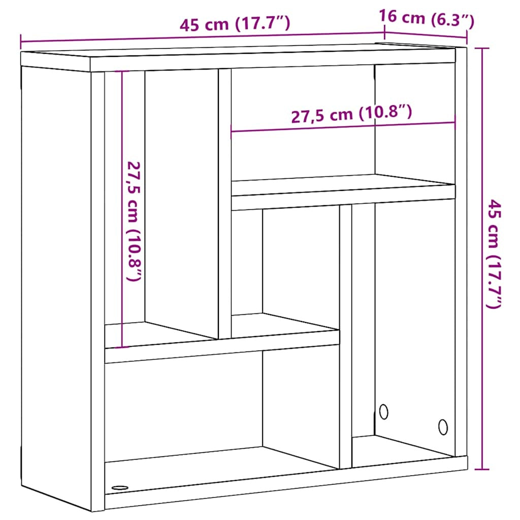 vidaXL Nástenná polička Old Wood 45x16x45 cm Engineered Wood