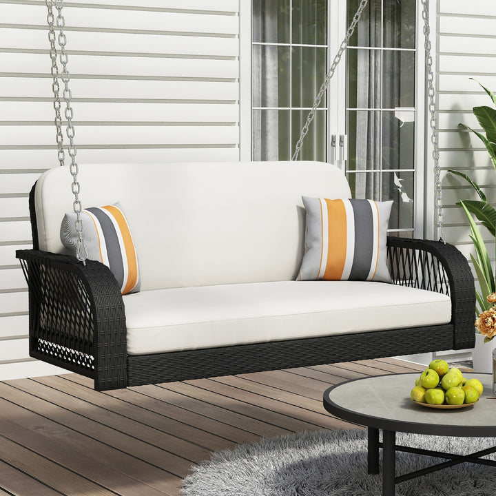 GO PE Wicker Porch Swing 2-Seater Hanging