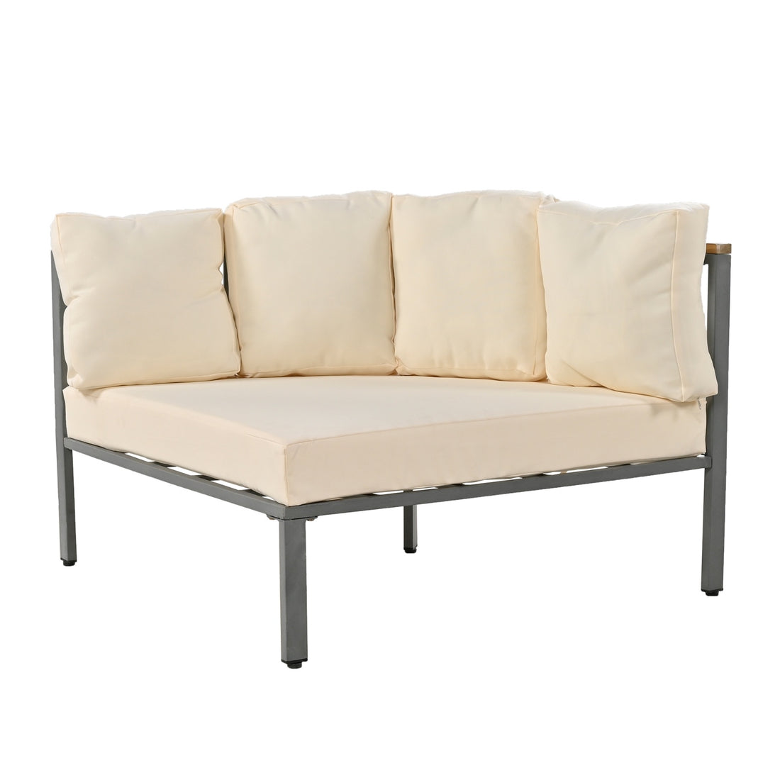 U-style Patio Furniture Set, 4 Piece Round Outdoor Conversation Set All Weather Metal Sectional Sofa