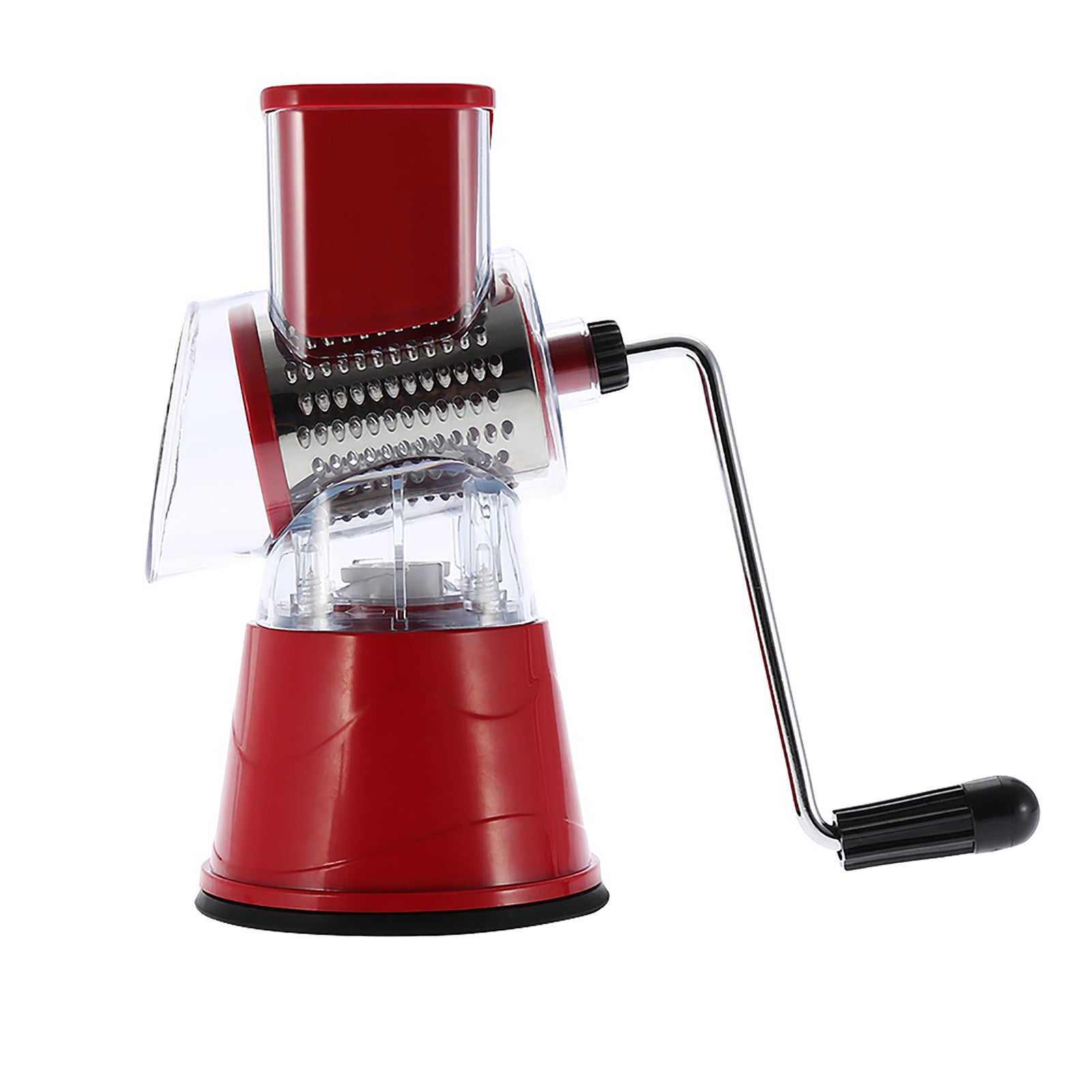 Manual Rotary Drum Grater Stainless Steel Cheese Grater Vegetables Cutter Slicing Tool Shredder Red
