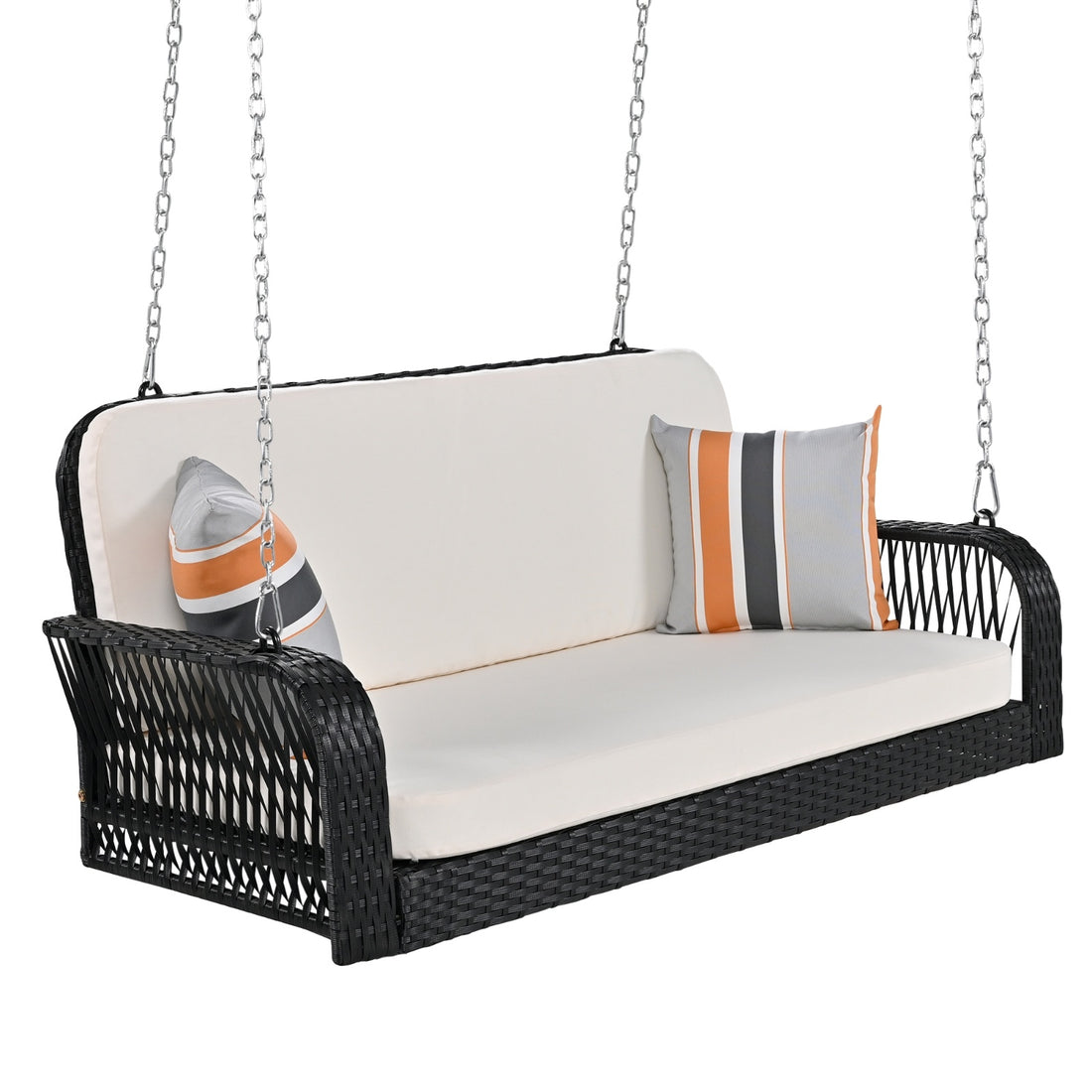 GO PE Wicker Porch Swing 2-Seater Hanging