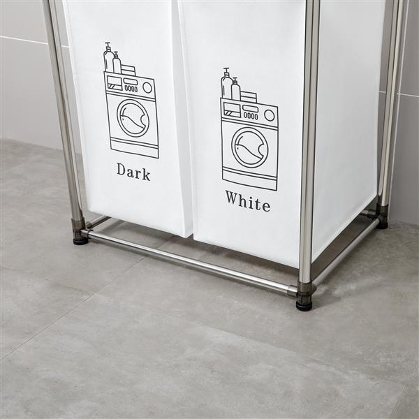 Laundry Basket 2 Tiers Laundry Sorter With 4 Removable Bags For Sorting Clothes, Laundry, Light, Dark Laundry