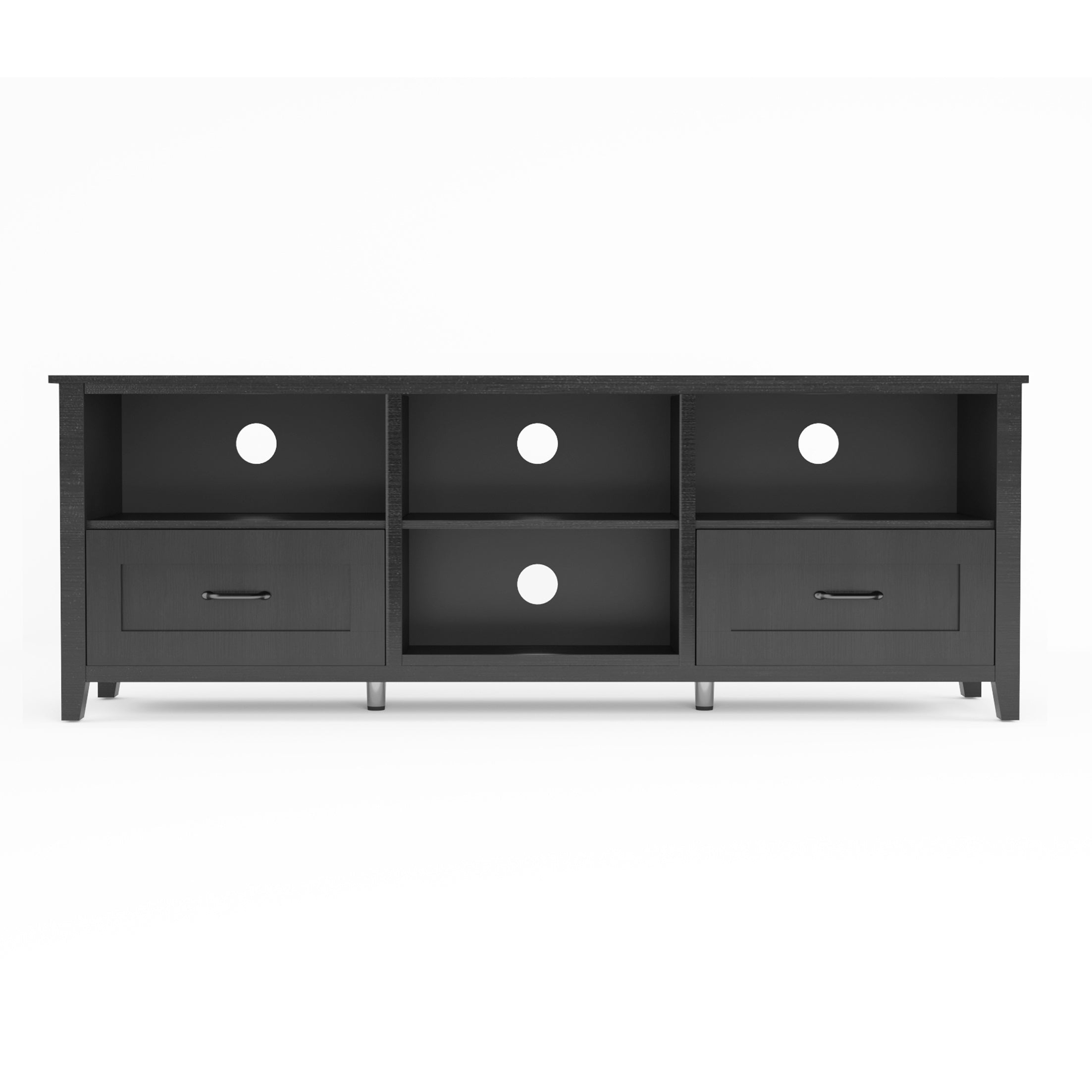 70.08Inch Length Furniture Black TV Stand for Living Room and Bedroom with 2 Drawers and 4 High Capacity Storage Compartment