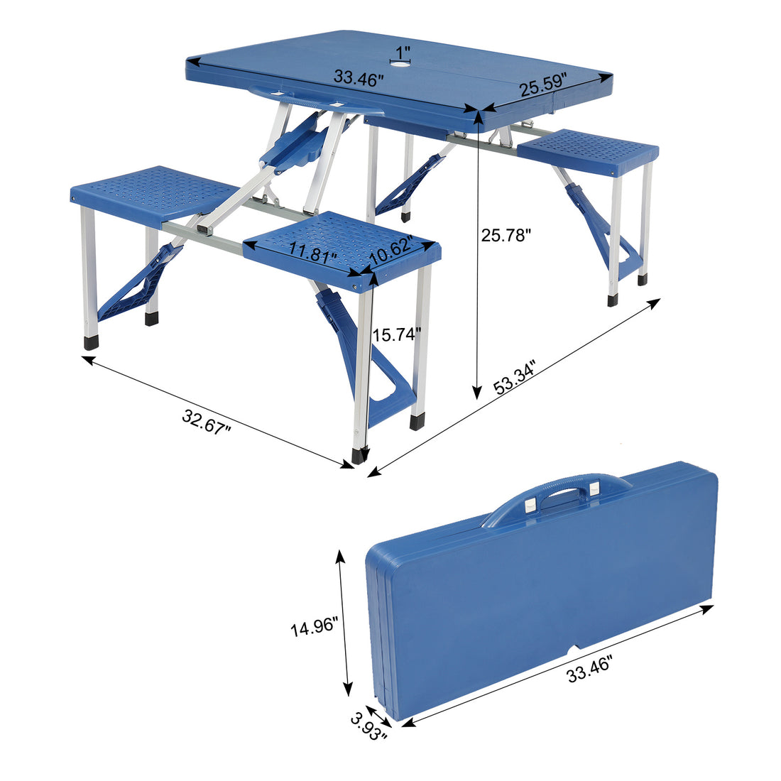135.5x83x65.5cm Plastic Tables And Chairs 50kg Blue Camping Tables And Chairs