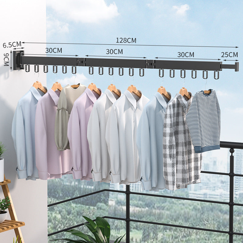 Folding Clothes Hanger Wall Mount Retractable Cloth Drying Rack Indoor & Outdoor Space Saving Aluminum Home Laundry Clothesline