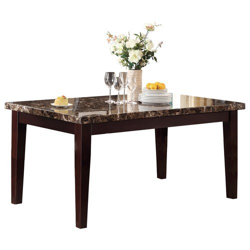 Espresso Finish Casual Dining Table Faux Marble Top Transitional Dining Room Furniture
