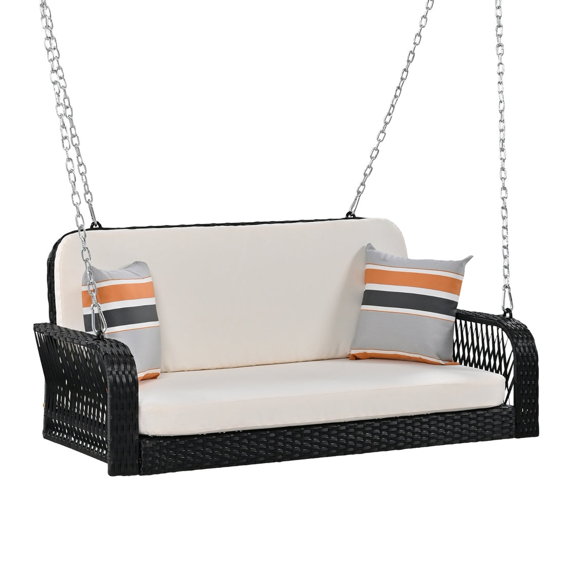GO PE Wicker Porch Swing 2-Seater Hanging