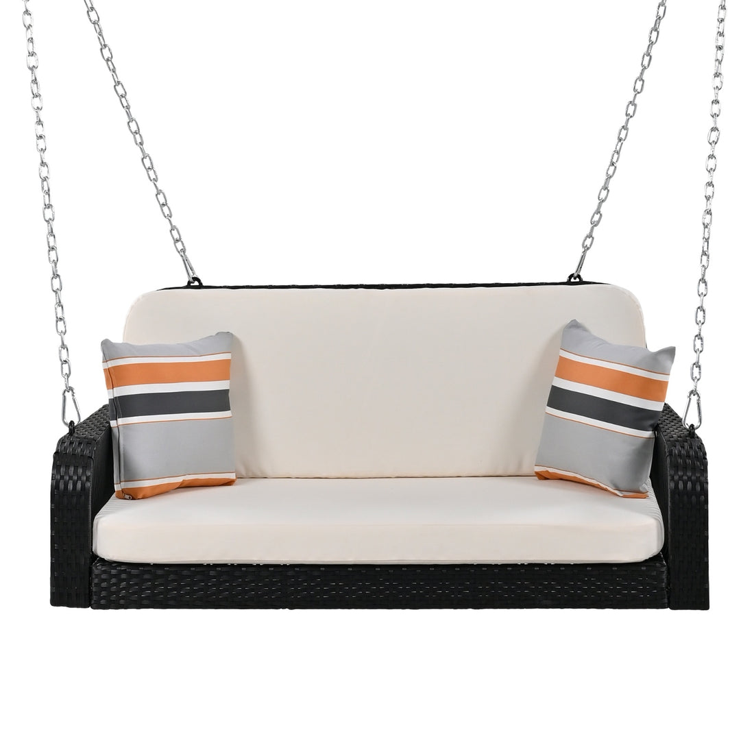 GO PE Wicker Porch Swing 2-Seater Hanging