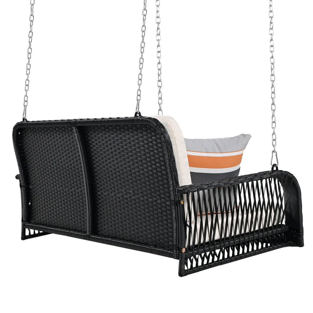 GO PE Wicker Porch Swing 2-Seater Hanging