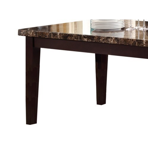 Espresso Finish Casual Dining Table Faux Marble Top Transitional Dining Room Furniture