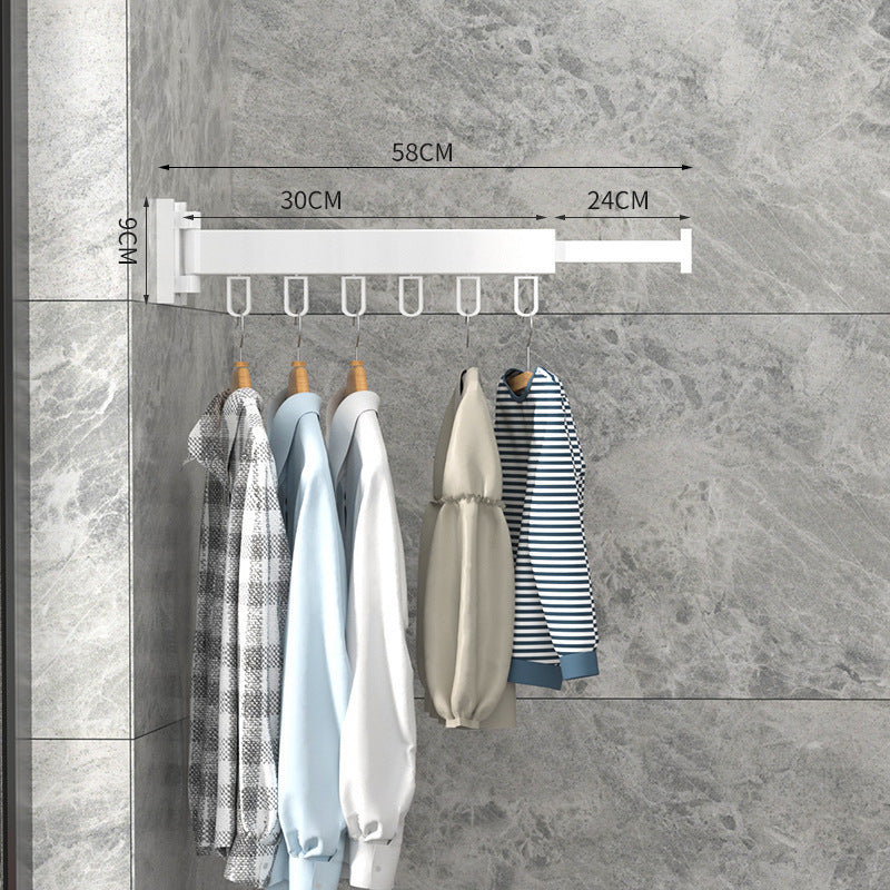 Folding Clothes Hanger Wall Mount Retractable Cloth Drying Rack Indoor & Outdoor Space Saving Aluminum Home Laundry Clothesline