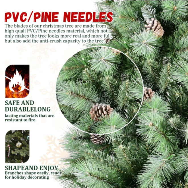 Artificial 7ft Green Christmas Tree With 1348PVC Hard Needle Mixed Branch Tips